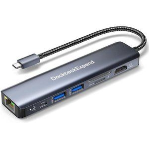 USB C Hub Multiport Adapter, Dockteck Expand 7-in-1 Type C Hub